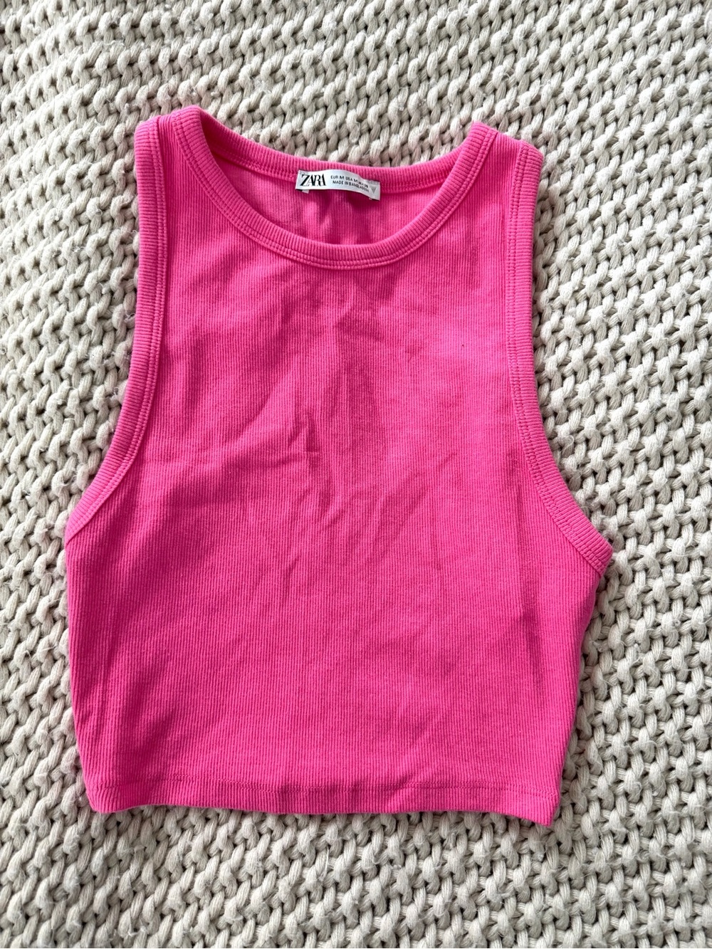 Zara Vibrant Pink Ribbed Crop Top